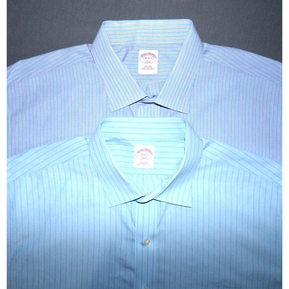 Lot of 2~ Brooks Brothers Non-Iron Pin Striped Button Up Dress Shirts Men's 18